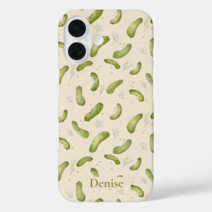 Fun Dill Pickle Pattern iPhone 16 Hoesje