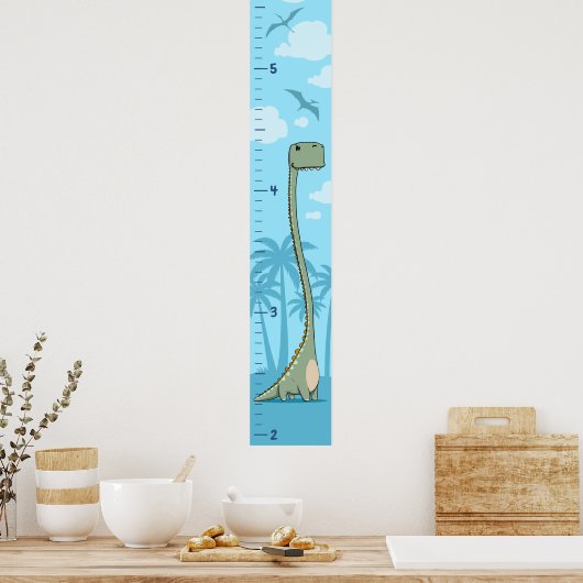 Fun Dinosaur Groeikaart Gepersonaliseerd Poster (Keuken)