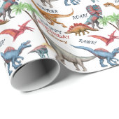Fun Dinosaur Parade Kind Birthday Cadeaupapier (Rol Hoek)