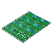 Fun Dinosaur Pattern Kinder Green Name School Notitieboek (Linkerzijde)