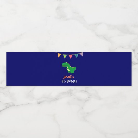 Fun Dinosaur Theme verjaardagsfeest jongens Waterfles Etiket (Enkel label)
