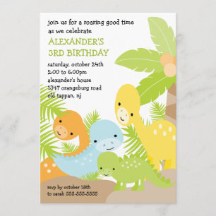 Fun Dinosaurs Birthday Uitnodiging