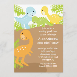 Fun Dinosaurs Birthday Uitnodiging