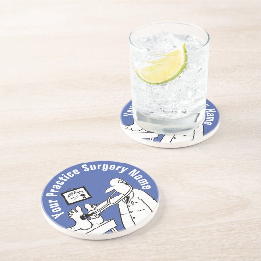 Fun Doctor met Stethoscoop-Onderzetter Zandsteen Onderzetter (Zijkant)