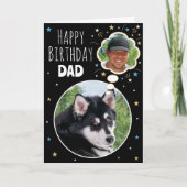Fun Dog Dad Verjaardag Dacht Bubble Foto Zwart Kaart (Voorkant)