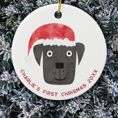 Fun Dog First Christmas gepersonaliseerd Keramisch Ornament