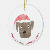 Fun Dog First Christmas gepersonaliseerd Keramisch Ornament (Links)