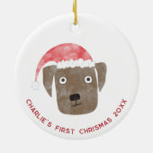 Fun Dog First Christmas gepersonaliseerd Keramisch Ornament (Achterkant)