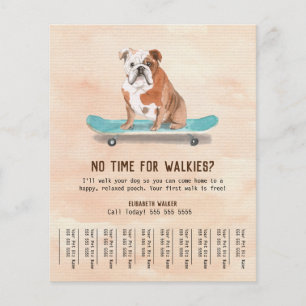 Fun Dog op skateboard Dog Walker Tear Sheet Cream Flyer
