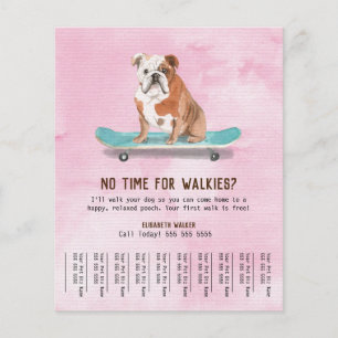 Fun Dog op skateboard Dog Walker Tear Sheet Pink Flyer