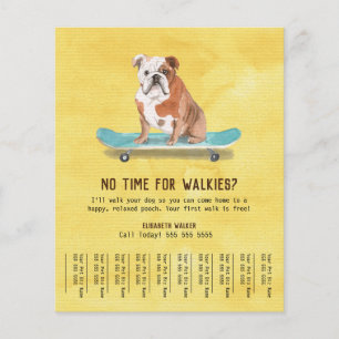Fun Dog op skateboard Dog Walker Tear Sheet Yellow Flyer