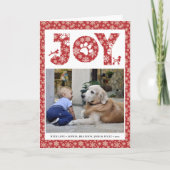 Fun Dog Paw Script JOY Modern Feestdagen Kaart (Voorkant)