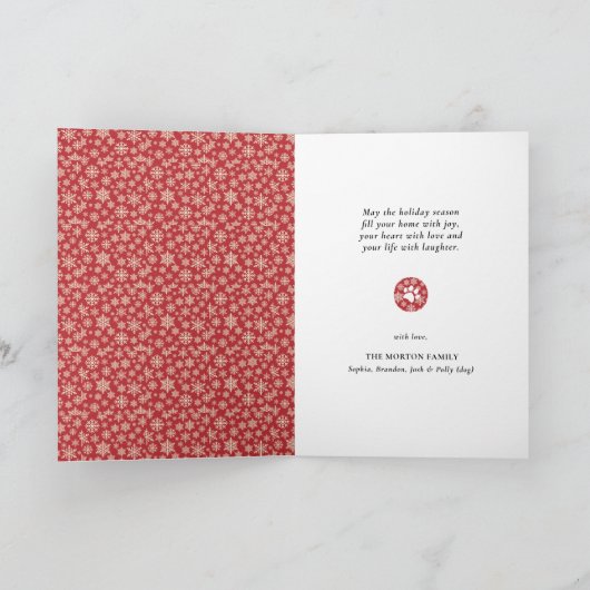 Fun Dog Paw Script JOY Modern Feestdagen Kaart (Binnen)