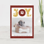Fun Dog Paw Script JOY Modern Feestdagen Kaart (Voorkant)