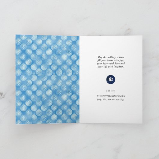 Fun Dog Paw Script JOY Modern Feestdagen Kaart (Binnen)