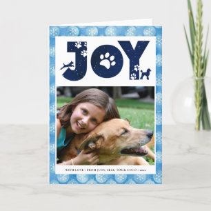 Fun Dog Paw Script JOY Modern Feestdagen Kaart