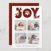 Fun Dog Paw Script JOY Modern Feestdagenkaart (Voorkant / Achterkant)