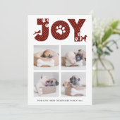 Fun Dog Paw Script JOY Modern Feestdagenkaart (Staand voorkant)