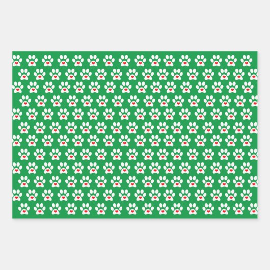 Fun Dog Paw Wrapping Paper Flat Sheet Set 3 (Voorkant 2)