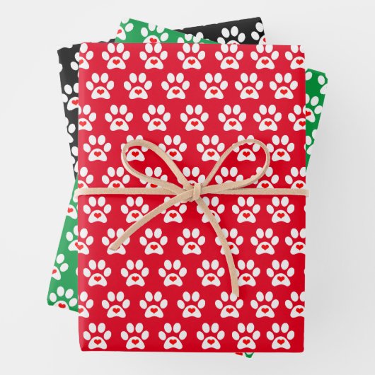 Fun Dog Paw Wrapping Paper Flat Sheet Set 3 (In situ)