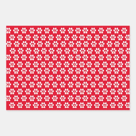 Fun Dog Paw Wrapping Paper Flat Sheet Set 3 (Voorkant)