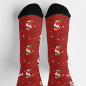 Fun Dog Santa Claus Pattern Red Kerstmis Sokken (Top)