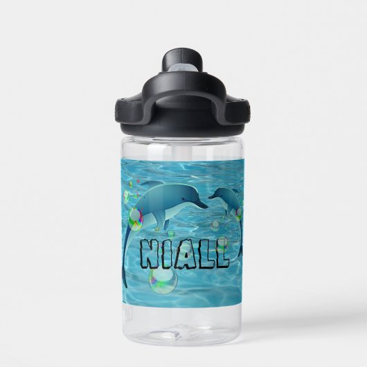 Fun Dolphin en Bubbles Waterfles (Achterkant)