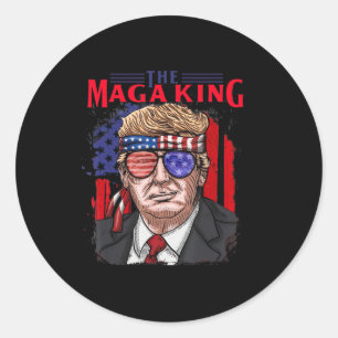 Fun Donald Trump Ultra Maga King th of Juli USA Ronde Sticker