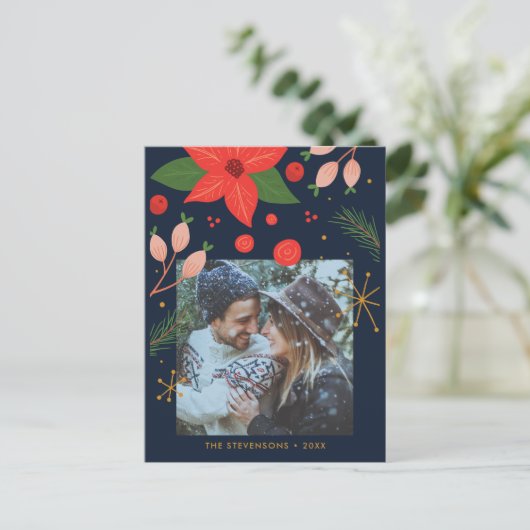 Fun Doodle Floral | Carte de vacances photo (Debout devant)