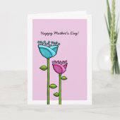 Fun Doodle Flowers roze blauwe Moederdag kaart (Voorkant)