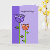 Fun Doodle Flowers violet orange carte d'anniversa (Fleur jaune)