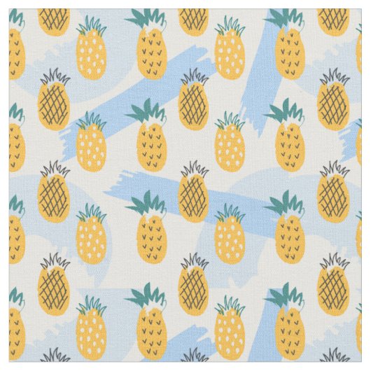 Fun Doodle Pineapple Pattern Stof (Close Up)