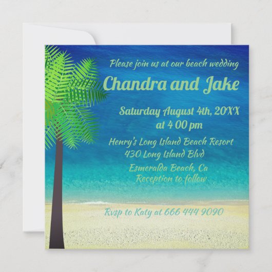 Fun dreamy strand trouwuitnodiging kaart (Voorkant)