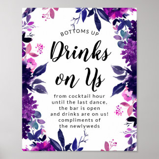 Fun Drinken op US Open Bar Wedding Reception Sign Poster