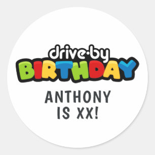 Fun drive by Birthday Parade Party Ronde Sticker