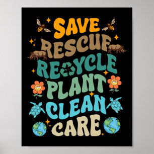Fun Earth Day Save Redding Recyclen Plant Schone Z Poster