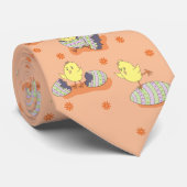 Fun Easter Chick Pattern Light Peach Stropdas (Opgerold)