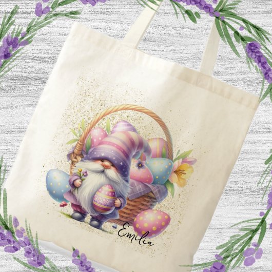 Fun Easter Egg Hunt Gnomes Glitter Tote Bag