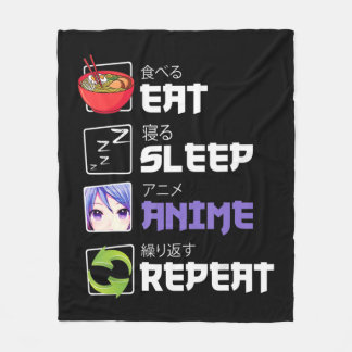 Fun Eat Sleep Anime Herhaal Anime Japan Manga Gift Fleece Deken