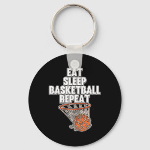 Fun Eat Sleep Basketball Herhaal Sportcoach Playe Sleutelhanger