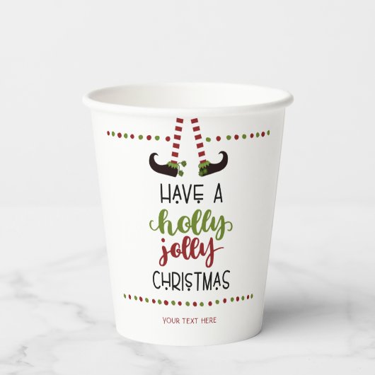 Fun Elf Holly Jolly Christmas gepersonaliseerd Papieren Bekers (Achterkant)