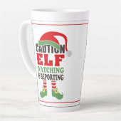 Fun ELF REGARDER Noël Latte Mug (Angle gauche)