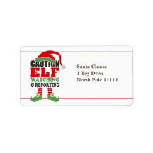 Fun ELF WATCHING kerstcadeaulabel
