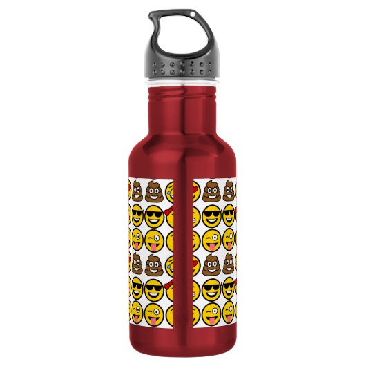 Fun Emoji Pattern Emotion Facets Waterfles (Achterkant)