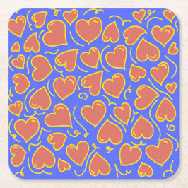 Fun en Bold Hearts Patroon Vierkante Kartonnen Onderzetter