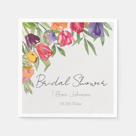 Fun en Bright Tulips en Greenery Vrijgezellenfeest Servet (Voorkant)