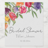 Fun en Bright Tulips en Greenery Vrijgezellenfeest Wijn Etiket (Enkel label)