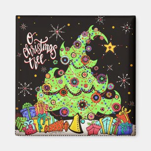 Fun en Cheerful kerstboom Magneet