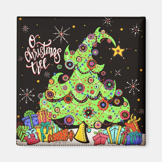 Fun en Cheerful kerstboom Magneet (Voorkant)