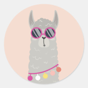 Fun en Cute Alpaca Ronde Sticker
